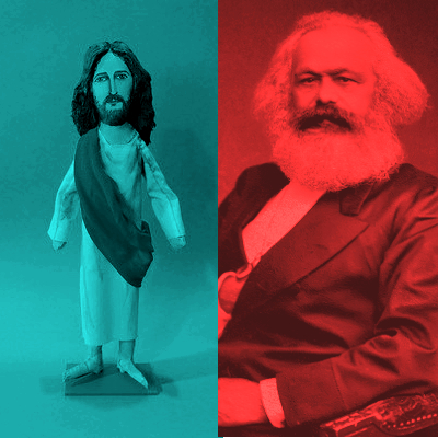 Jesus Christ and Karl Marx juxtaposed